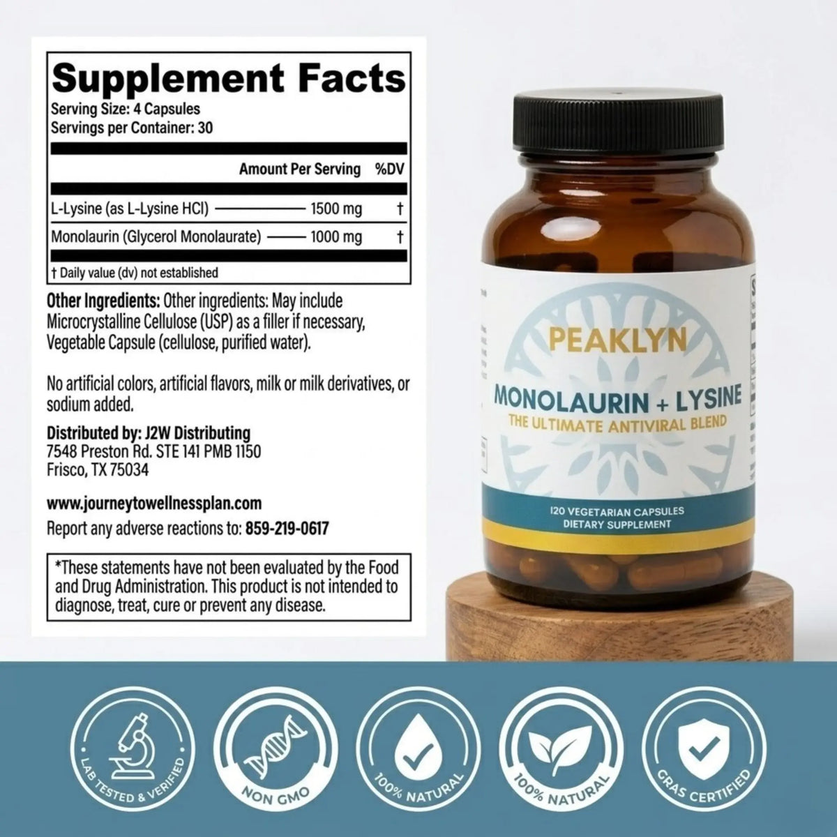 Peaklyn L-Lysine + Monolaurin For EBV
